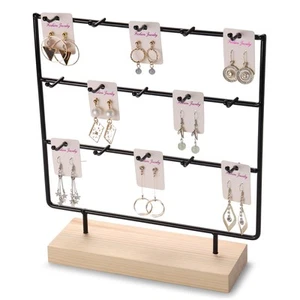 Earring Display Stands for Selling 3 Tier 15 Hooks Jewelry Display Wooden Bas... - Picture 1 of 6