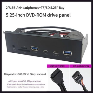 USB 3 2 Gen1 Front Panel Module with USB A Audio and Card Reader Ports - Picture 1 of 11