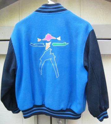 Chaqueta de bombardero vintage American Girl Gear Varsity Letterman niñas talla azul/negro Foto 1 de 4