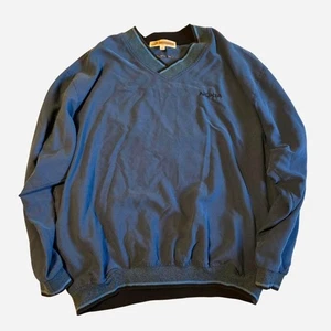 Vintage Nokia Embroidered V-Neck Sweatshirt Akwa USA XL Blue Made in USA... - Picture 1 of 7