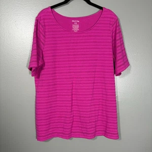 White Stag Bright Pink Crochet Lace Stripe Boho Top - Size XL (16-18) - Women's - Picture 1 of 6