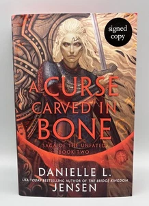 SIGNED - A Curse Carved In Bone By Danielle L Jensen Sprayed edges New 1st Ed HB - Picture 1 of 6