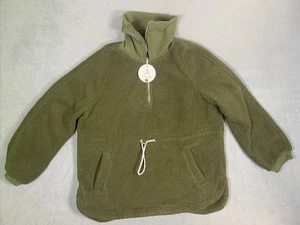 Grüner Rollkragenpullover Sherpa Fleece verstellbare Taille 1/4-Reißverschluss Damen Small "  - Bild 1 von 10