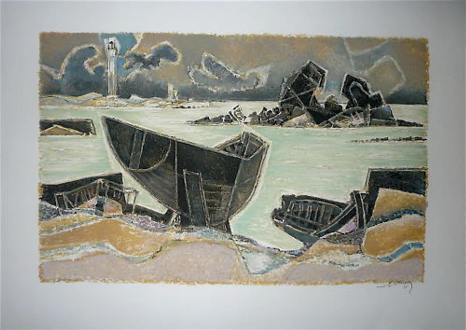 Georges Dayez Lithographie signée numéroté art abstrait cubiste Bretagne Mourlot - Photo 1/1