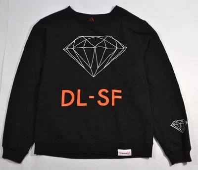 Diamond Supply Co. DL-SF CREWNECK Black Wht Orange Pullover Junior's Sweatshirt - Image 1 of 3