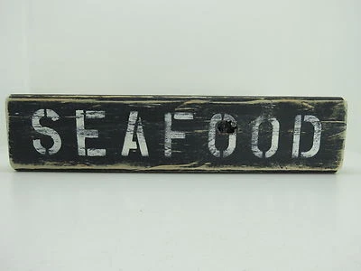 15 英寸木质手绘海鲜标志航海海洋 (#S667) — 第 1/4 张图片