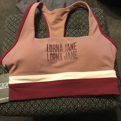 Sujetador deportivo retro Lorna Jane color block pequeño color castaño Foto 1 de 4