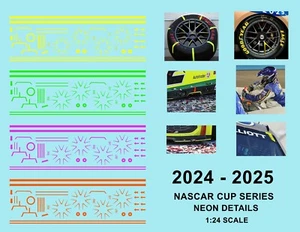 2024 - 2025 NASACAR CUP SERIES - 1:24 Waterslide  - NEON Base Decal Set - Picture 1 of 5