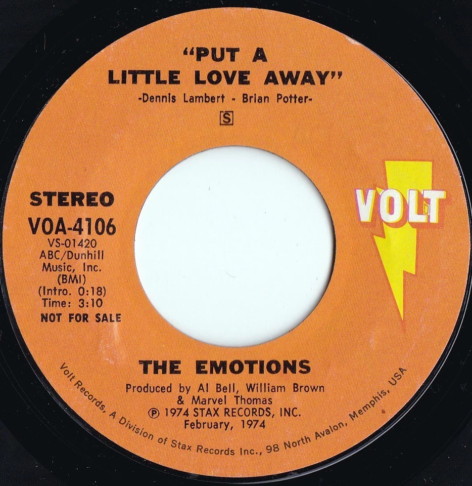 Emotions ORIG US Promo 45 Put a little love away NM 74 Volt VOA4106 Smooth Soul  - Image 1 of 1