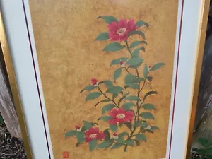 Kazutoshi Sugiura Japan Winter Camellia Silkscreen Print Limited Edition Signed - Picture 1 of 12