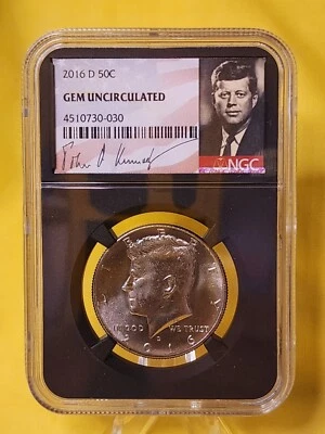 2016 D KENNEDY NGC GEM UNCIRCULATED 50C~ BLACK SIGNATURE LABEL - Image 1 of 4