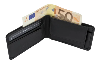 Minibörse extra dünn im Querformat, Flaches Portemonnaie mit RFID Schutz schwarz - Bild 1 von 4