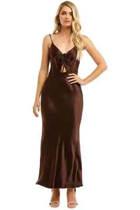 SHONA JOY Wright Brown Ruched Slip Dress Wedding Size 6 AU preloved - Picture 1 of 3