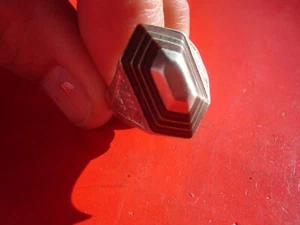 SILVER Niger Tuareg hand engraved shaped EBONY ring UKP.5 - Picture 1 of 11