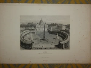 GRAVURE milieu XIXeme rome eglise st pierre et place vatican Le Petit, Furne - Bild 1 von 1