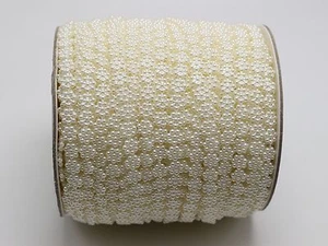 50 Meter Ivory Acrylic Flatback Pearl Bead 7mm Flower Chain Garlan Bouquet Spool - Picture 1 of 6