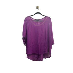 Fashion To Figure Bluse Größe 1X lila transparent Nieten ellenbogenlang offene Ärmel - Bild 1 von 12