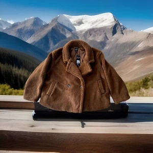 GAP WOMENS DOUBLE BREASTED SHERPA PEA COAT/JACKET TAN SIZE LADIES XXL 2XL - Picture 1 of 8