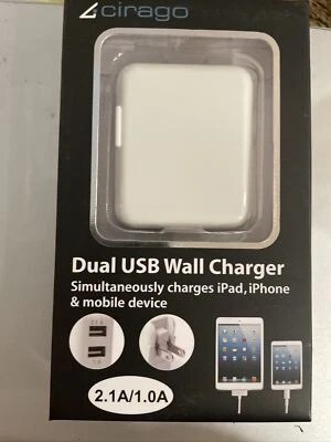 CIRAGO Dual USB Wall Charger For iPad , iPhone, Mobile Device - Image 1 of 2