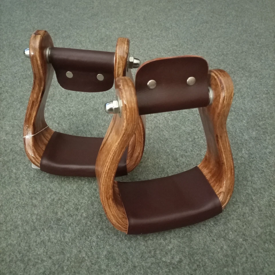 Изогнутые деревянные стремена для седла лошади кожаный чехол, 2,0 дюйма западные угловые стремена - Изображение 1 из 4