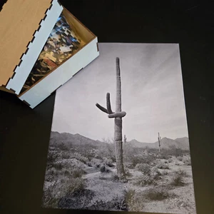 Saguaro Cactus jigsaw puzzle desert B&W mountains - Picture 1 of 1