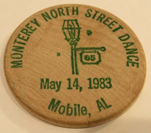 1983 Monterey North Street Dance Mobile, AL Wooden Dollar - Token Alabama Ala. - Picture 1 of 2