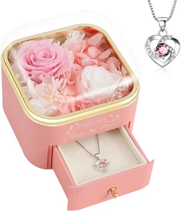 Rosas Reales Preservadas con Collar - Forever Love Eternal Flower - Picture 1 of 12