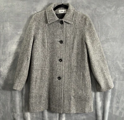 Vintage HERMAN KAY Women Wool Blend Coat Size M Gray Mid Length Stylish C-15 - Image 1 of 4
