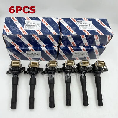 6PCS Ignition Coils Bosch 0221504029 For BMW E36 E46 E39 E38 E53 323i 325i NEW — 第 1/4 张图片