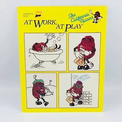 Vtg California Raisins At Work At Play Cross Stitch Pattern Leaflet #6 Book 1988 - Image 1 of 4
