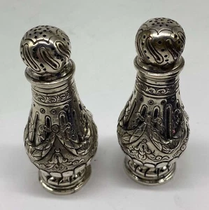 CONTINENTAL STERLING SALT & PEPPER - 1800'S AMERICAN SILVER - Picture 1 of 2