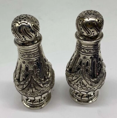 CONTINENTAL STERLING SALT & PEPPER - 1800'S AMERICAN SILVER - Image 1 of 2