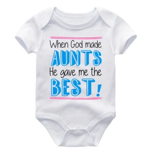 Funny Aunt Bodysuit Kids Shirt Outfit Humor Auntie God Made Aunts Gave me Best - Picture 1 of 4