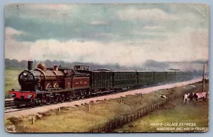 Cartolina Ferrovia del Nord Francia Parigi Calais treno espresso Tuck Oilette #F6 - Foto 1 di 2