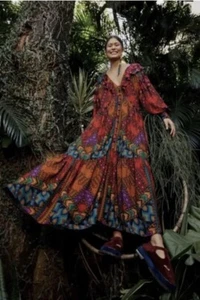 NWT FARM Rio Yawanawa Stripes Maxi Dress Size Small - Picture 1 of 13