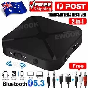HIFI Bluetooth Wireless 2 in1 Audio Transmitter Receiver 3.5MM RCA Music Adapter - Picture 1 of 9