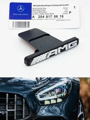 Fit For Mercedes-Benz AMG Front Grill Badge Emblem GT Panamericana Silver NEW - Image 1 of 4