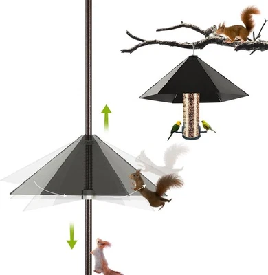 Deflector de ardilla de metal ensanchado de 19" para postes de alimentación de aves - Deflector exterior protector... Foto 1 de 4