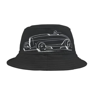 bonspeed Land Icon Bucket Hat, Vintage style Bonneville Roadster, brim print - Picture 1 of 10