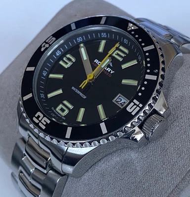 Reloj giratorio para hombre AquaSpeed fecha acero esfera negra AGB00074/W/04 Foto 1 de 4