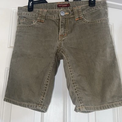 Hot Kiss Women’s Sz 5/27 Khaki Bermuda Shorts With Orange Stitching Low Rise  - Image 1 of 4