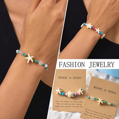 Shell Braided Bracelet Women Bohemian Crafted Beaded Summer Beach Jewelry - Image 1 of 4