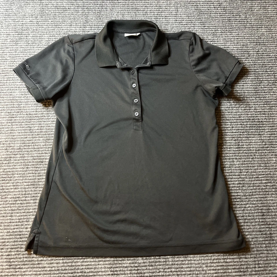Camisa de golfe Ping feminina tamanho 6 cinza carvão colarinho de botão manga curta pulôver - Imagem 1 de 4