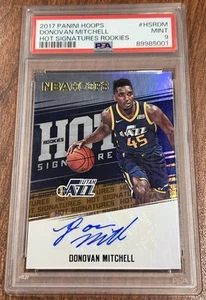 2017-18 Panini NBA Hoops Donovan Mitchell Hot Signatures Rookie AUTO RC PSA 9 - Foto 1 di 2