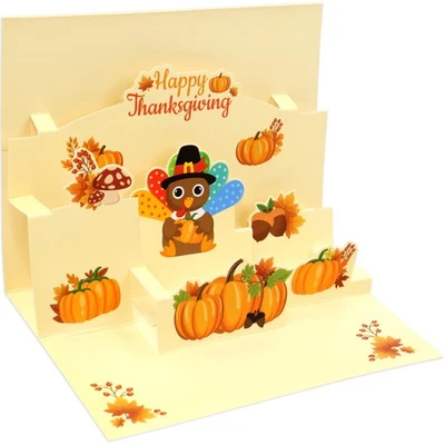 ceiba tree Thanksgiving Turkey Pop Up Card 4 Pack Happy Thanksgiving Greeting... - Image 1 of 4