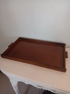 Großes Vintage Eiche Galerie Serviertablett Holz Frühstück Tee Tablett 22” x 14” - Bild 1 von 7