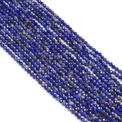 Cuentas micro facetadas redondas de piedras preciosas de sodalita natural 2,5-3 mm hilo 12,5" 199 Foto 1 de 2