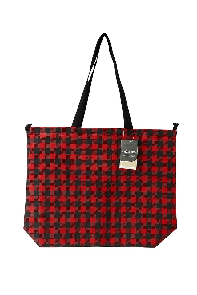 New MACY'S Red Black Classic Style Nylon Drawstring Tote Bag - Image 1 of 1