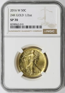 2016-W 24K Gold 1/2 oz Walking Liberty 50c Centennial NGC SP70 - Imagen 1 de 4