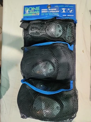 Juego de 3 Protectores de Muñeca Rodilla Codo Talla Mediana Bone Shieltz Elite con Bolsa Foto 1 de 3